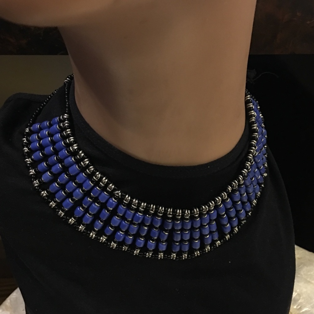 Blue beaded choker